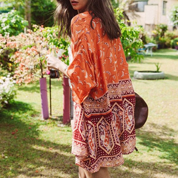 ARNHEM Sugar Orange Longline Kimono Duster - Picture 6 of 11